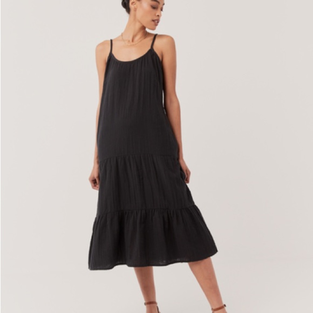 NWT Pact Organic The coastal cami midi dress Black Medium